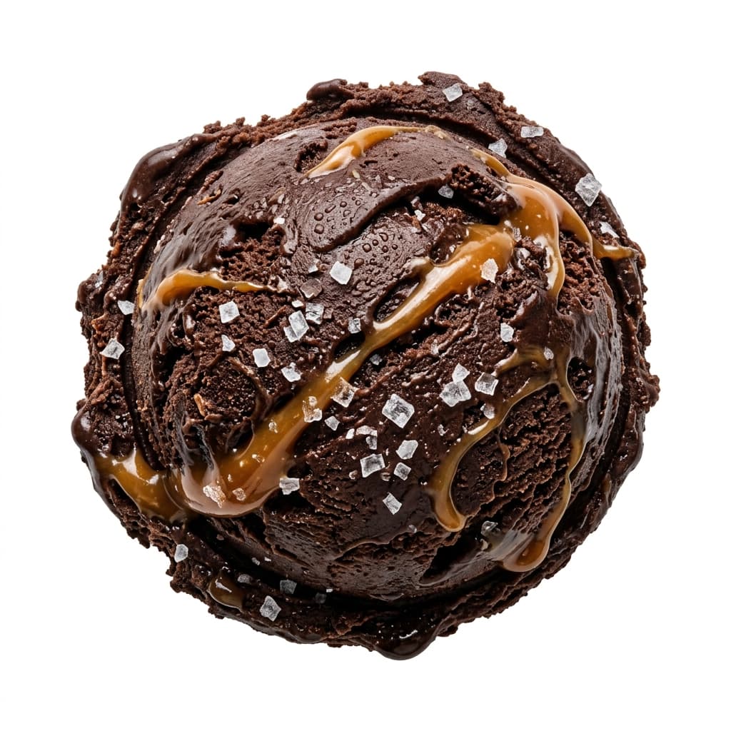 Chocolate Sea Salt Caramel Gelato scoop at Glacier