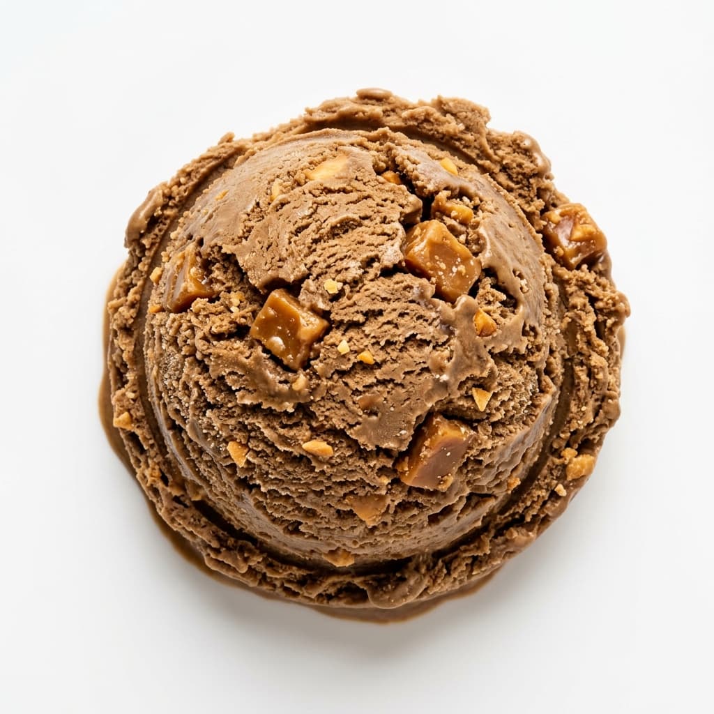 Coffee Caramel Crunch scoop at Glacier