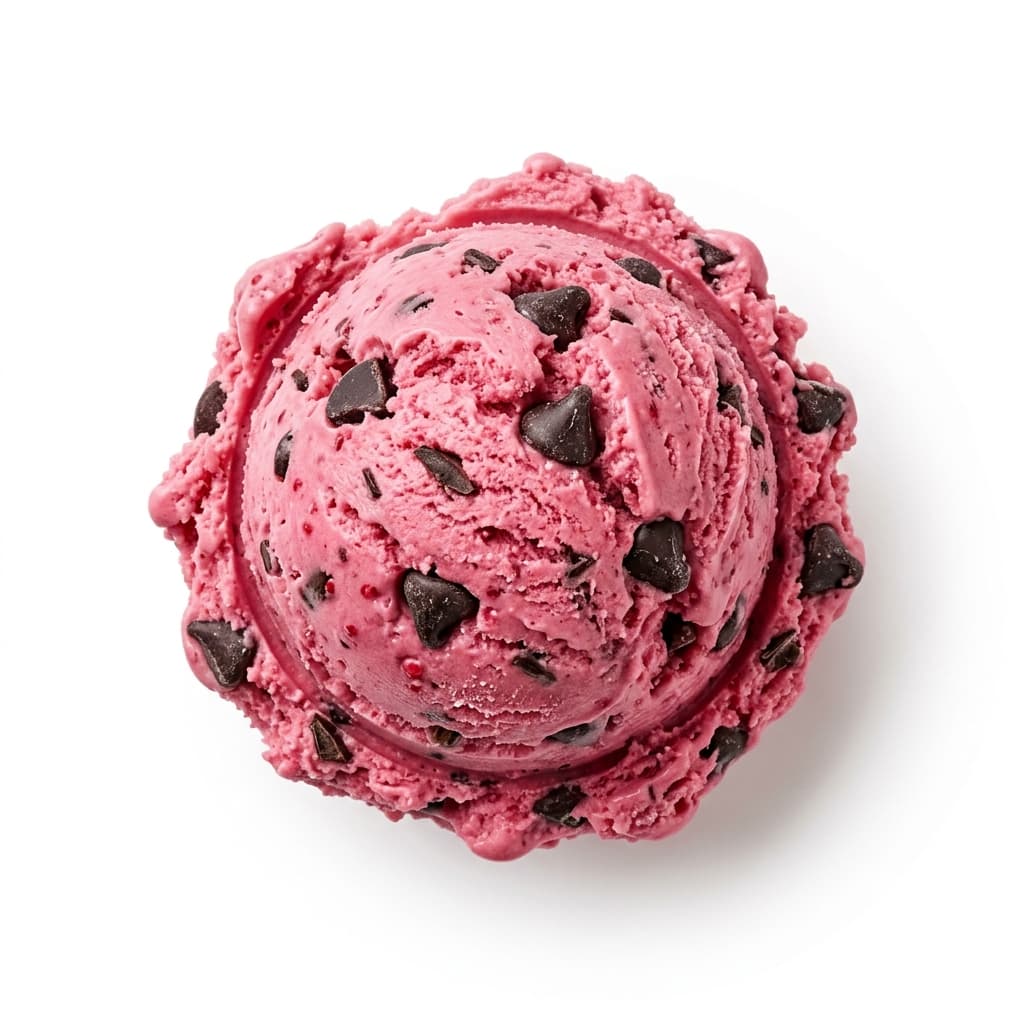 Raspberry Chocolate Chip scoop at Glacier