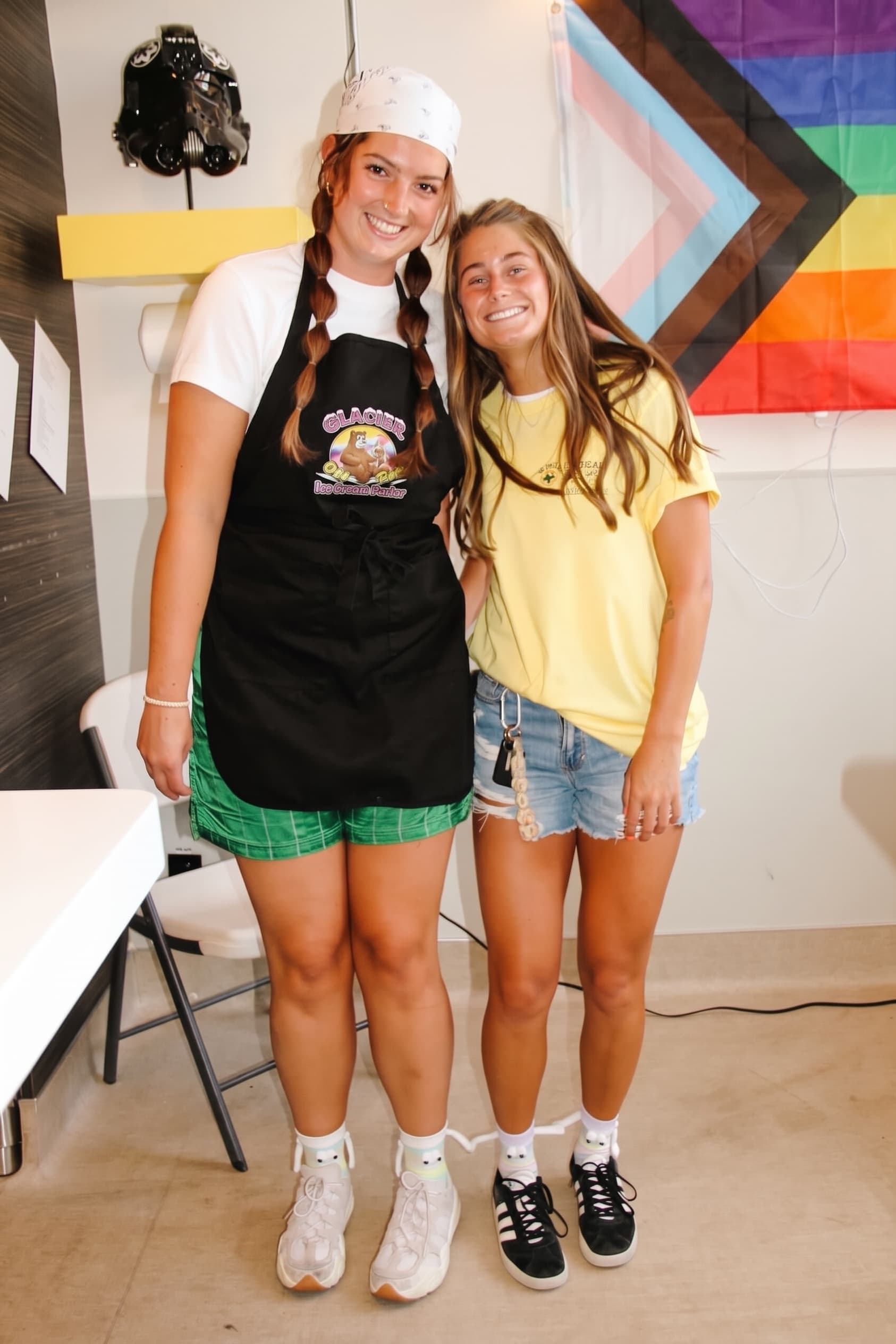 Two scoopers in Glacier aprons ready for the rush