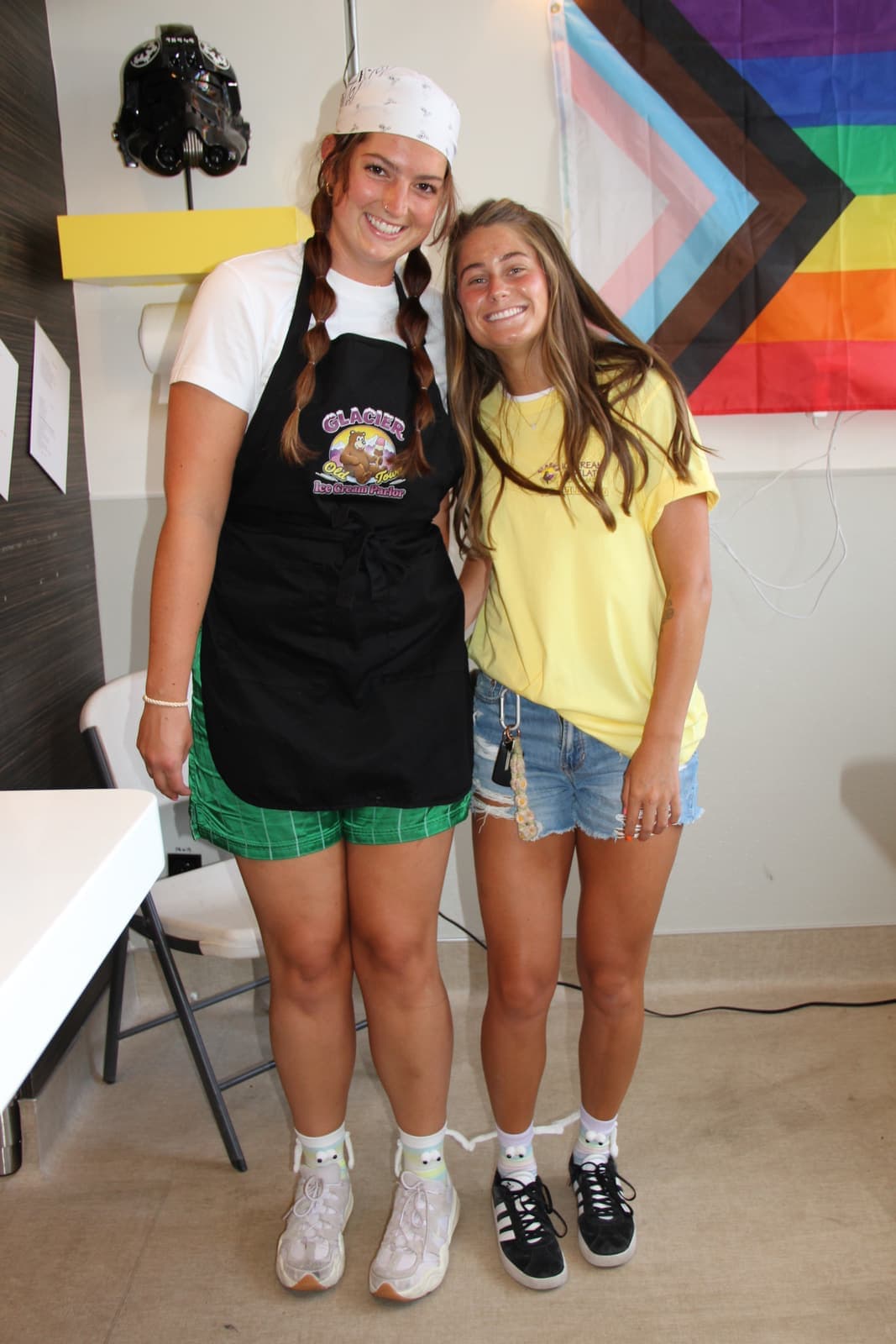 Two scoopers in Glacier aprons ready for the rush